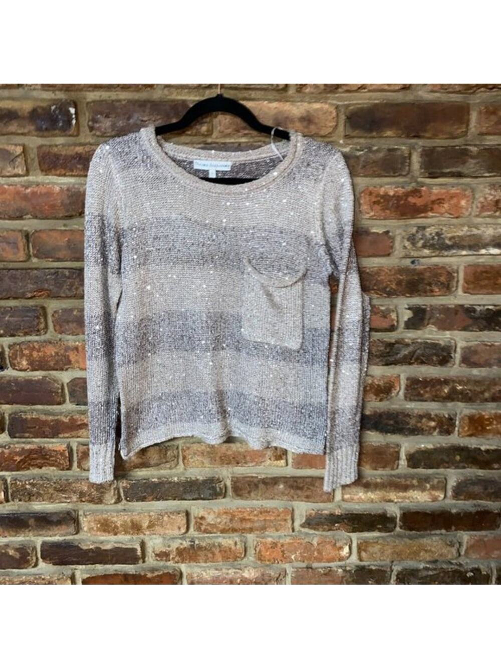 Nicole Alexander Striped Sequined Loose Knit Sweater Women's Size Small
